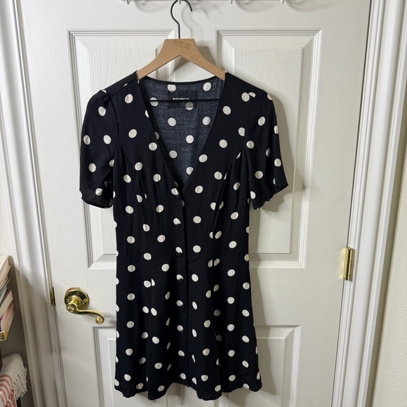Reformation Megan Dress a polka Dot Button Front Mini Womens Size 6 - Picture 3 of 7